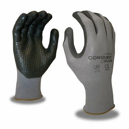 CORDOVA Conquest Plus, Nitrile, Foam, Dots Gloves, M, 12PK 6915M